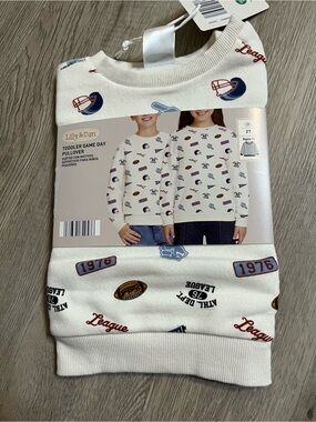 Lily & Dan Kids' White Pullover with Sports Prints